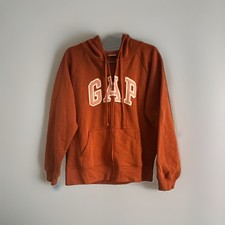 GAP Women's Full Zip Logo Fleece Hoodie Drawstring Orange. Top Medium, Bottom XS