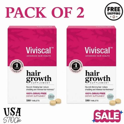 New VIVISCAL Hair Growth Supplement for Women 180 Tablets-6 Month Supply- 2 Pack