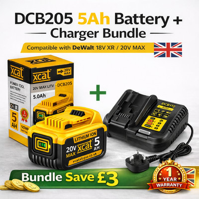 DCB205 5Ah Akku + DCB112 2A Ladegerät für DeWalt 18V XR 20V MAX Werkzeuge Konvolut
