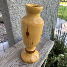 Amazing Vintage Hand Turned Wood Vase Signed Colorado Aspen Tree Handcrafted 12  