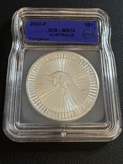 2022 P Australia $1 1oz Silver Kangaroo 0.9999 Fine ICG MS70 Coin