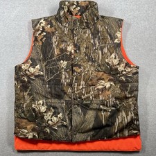 Vintage Game Hide reversible hunting vest men's large camo blaze orange