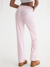 JUICY COUTURE PINK OG BIG BLING VELOUR TRACK PANTS SIZE SMALL