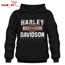 Harley Davidson Mens Varsity Pullover Hoodie, Black