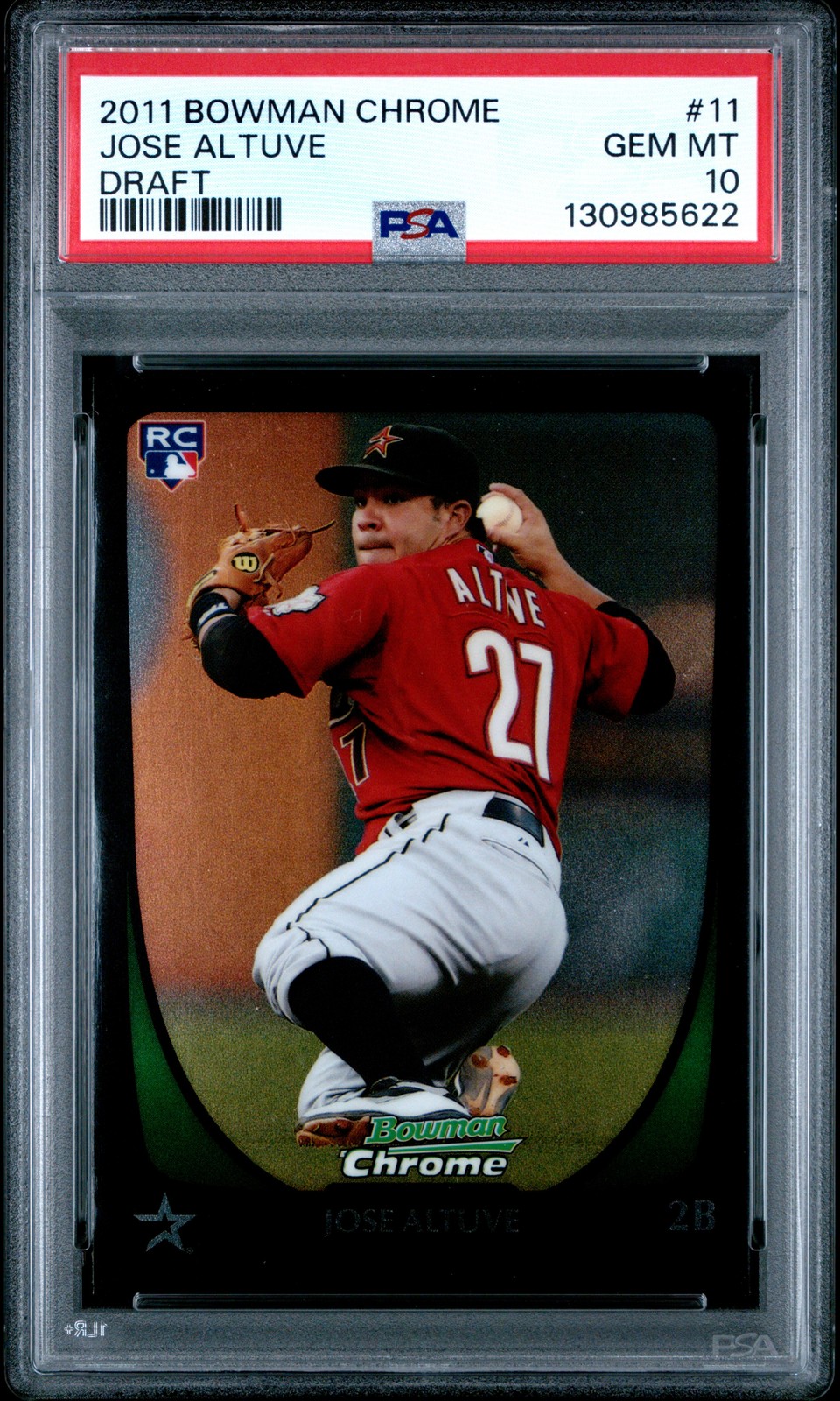 2011 BOWMAN CHROME DRAFT #11 JOSE ALTUVE ROOKIE RC PSA 10