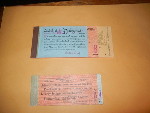 Vintage Walt Disney Disneyland Ride Ticket Books. ONE B, ONE A,B.  FREE SHIPPING