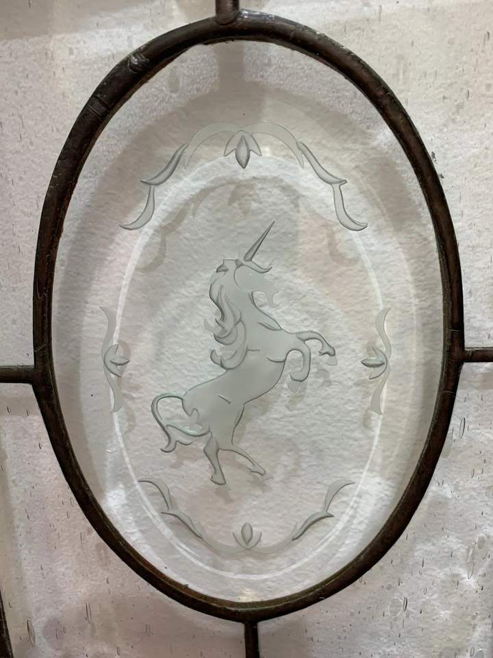 "Vitral transparente con unicornio grabado 10,5"" fantasía mítica" Foto 4 de 4