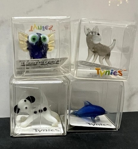 Lotto 4 Figurine Tynies Glass da Collezione CANE GUFO DELFINO Mia Who Huk Pie 2009 - Foto 20 di 24