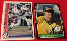 Jose Canseco 1993 Pacific Spanish 308 & 1987 Opening Day Donruss 24 Rangers A's