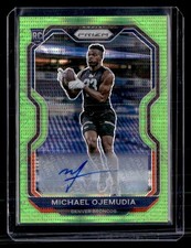 2020 Prizm #317 Michael Ojemudia Rookie Autographs Prizm Neon Green Pulsar RC,AU