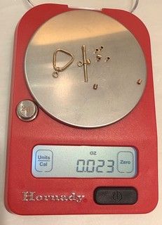 .023 oz of Scrap 14k Yellow Gold Toggle Clasp and 8 Crimps