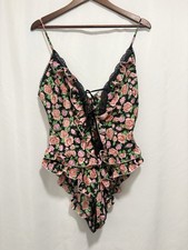 Vintage Lily of France Floral Lace Teddy Romper Women s Large USA Made