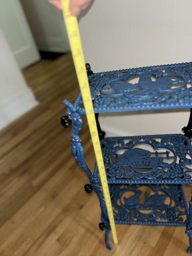 Antique Victorian ERA Cast Iron 3 Tier Plant Stand Table Blue - Picture 10 of 12