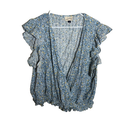 Universal Thread Blouse Women's 2X V-Neck Ruffle Floral Wrap Boho Casual Top