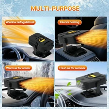 Car Heater Upgraded 12V Portable Car Heater Defroster Fast Heating Cooling Fan