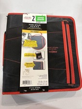 Five Star DuraShield 2" Zipper Binder 530 Sheet Capacity Black/Red New