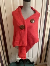 Haiku Shoulder Wrap Shaw Orange Crochet Coconut 3 Button