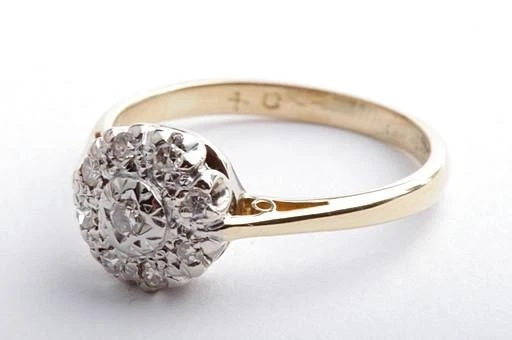 Diamantring antik Jugendstil Achtkant Schliff 750 18K Gelb Gold Gr. 49 # - Bild 3 von 4