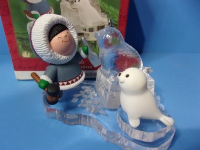 Hallmark 2000 FROSTY FRIENDS Ornament Series #21 Eskimo Seal Ice Sculpture IOB