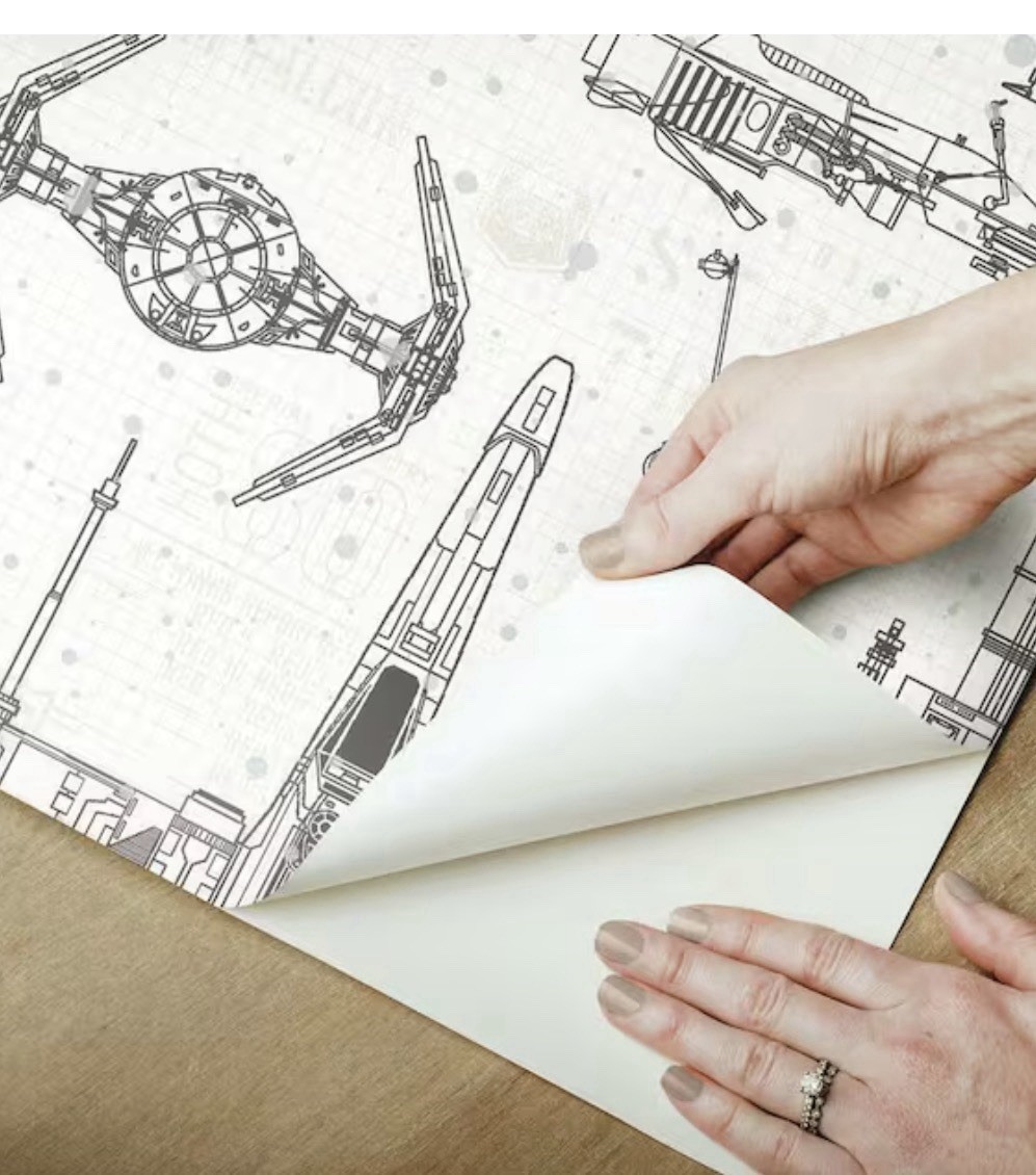 York Wallcoverings RMK11036WP Star Wars Ship Schematic Wallpaper stick & peel