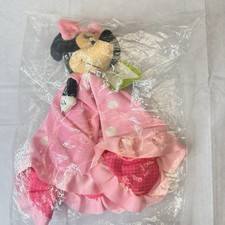 New Disney Baby Minnie Mouse Pink Polka Dot Security Blanket Plush Crinkle Ears