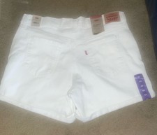Levi's Womens Sz Waist 33 White Denim Shorts Cuffed Mid Rise Casual  Stretch NWT