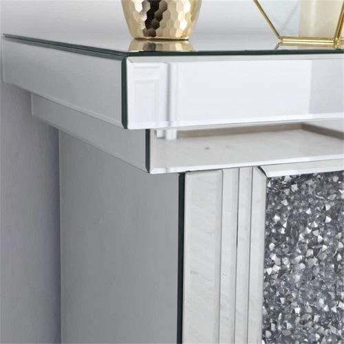 Elegant Decor Modern 47.5" Dazzling Mirrored Faux Log Fireplace Mantle - Picture 11 of 12