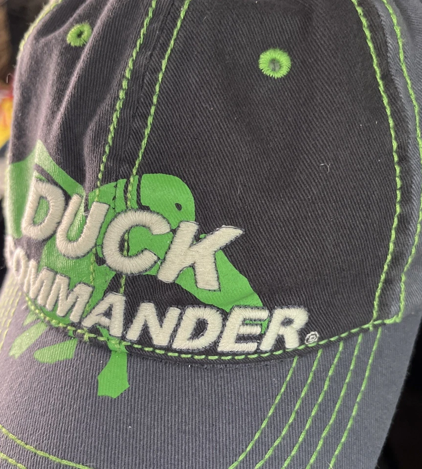 Duck Commander YOUTH Distressed Charcoal Lime Adjustable Hat Cap Dynasty NWT - Image 2 of 4