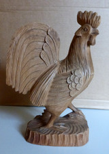 Hand Carved Wooden Cockerel Rooster Figurine  - 12 inches High