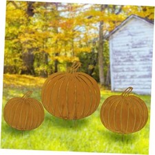 3 Pcs Thanksgiving Decorations Outdoor Metal Pumpkin Yard Stakes Fall Rustic