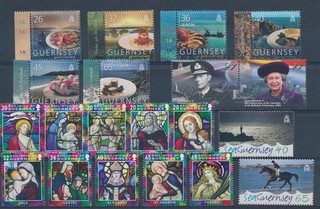 LT16474 Guernsey 2005 gastronomy CEPT stained glass religious art lot MNH