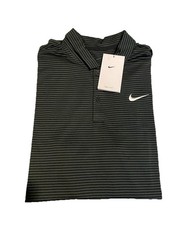 NEW Nike Dri-FIT Tour Golf Polo Shirt Mens Medium Black Grey Striped