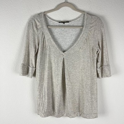 Max Mara Weekend Top Womens Small Beige Gold Short Sleeve Stretch Italy Made