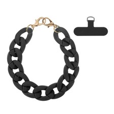 Phone Wrist Strap, 11" Acrylic Cellphone Chain with Tether Tab, Black