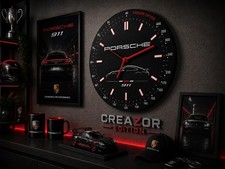 Horloge murale 3D – 23.5 cm – Style Porsche – Impression 3D