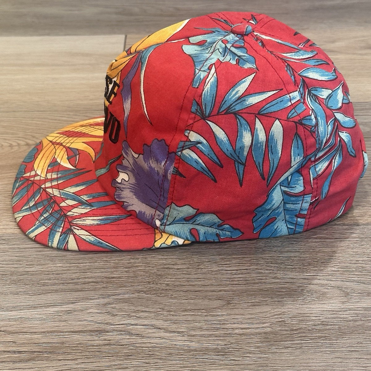 Vintage Jose Cuervo Tequila Snapback Hat Tropical Floral Embroidered Red EUC View 3