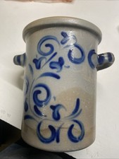 Steingut Steinzeug Topf Henkeltopf blau grau Höhe 19cm Antik Vintage Alt
