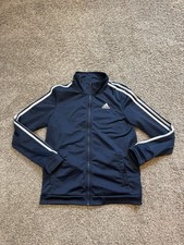 Adidas Youth Boys Navy Blue Track Jacket 3 Stripe XL 18/20 Embroidered Logo Zip