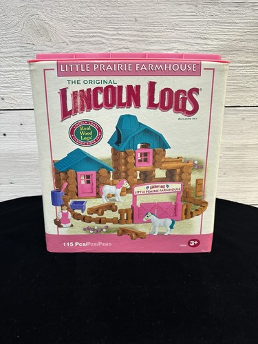 Lincoln Logs Little Prairie Farmhouse Wooden w/ Figure & Horses. Read Descriptio