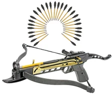 KingsArchery Crossbow Self Cocking Pistol 80 LBS 27 Aluminum Arrows Tactical