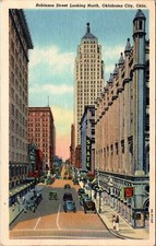 Oklahoma City, OK Robinson St to North State Theatre Vintage Postcard H724