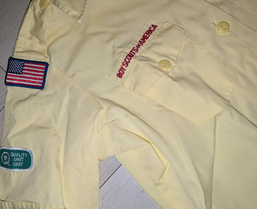VTG Boy Scouts of America Shirt Womens Medium Yellow Official Blouse Button Up - Picture 2 of 3