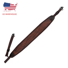 TOURBON Rifle Sling PU&Leather Gun Shoulder Strap Neoprene Padded with 1" Swivel