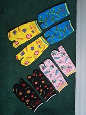 Low Cut, Hawaiian print, Japanese Toe Style socks- 4Pk of 4 colors