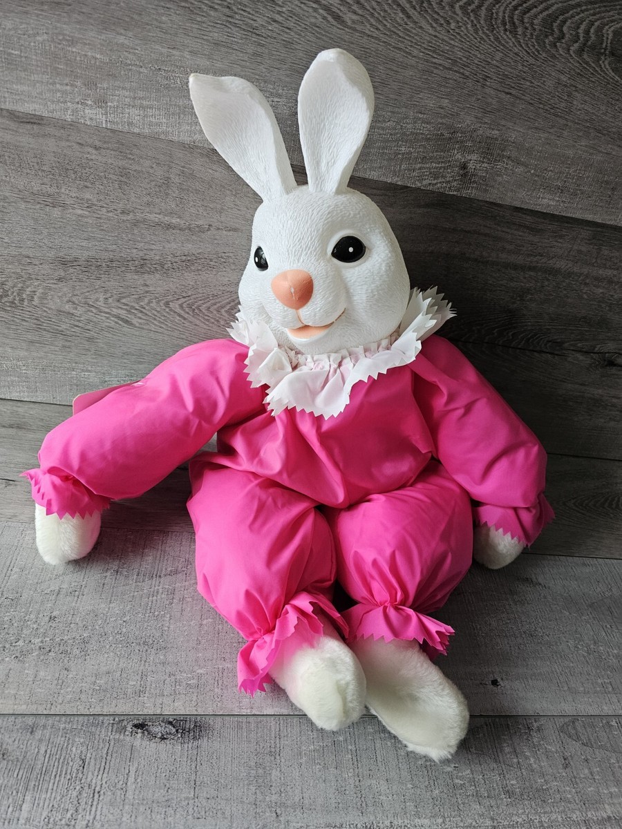 Vintage Easter Bunny Candy Holder Basket Pink Large 21 Inch Bunny Kmart New  HTF