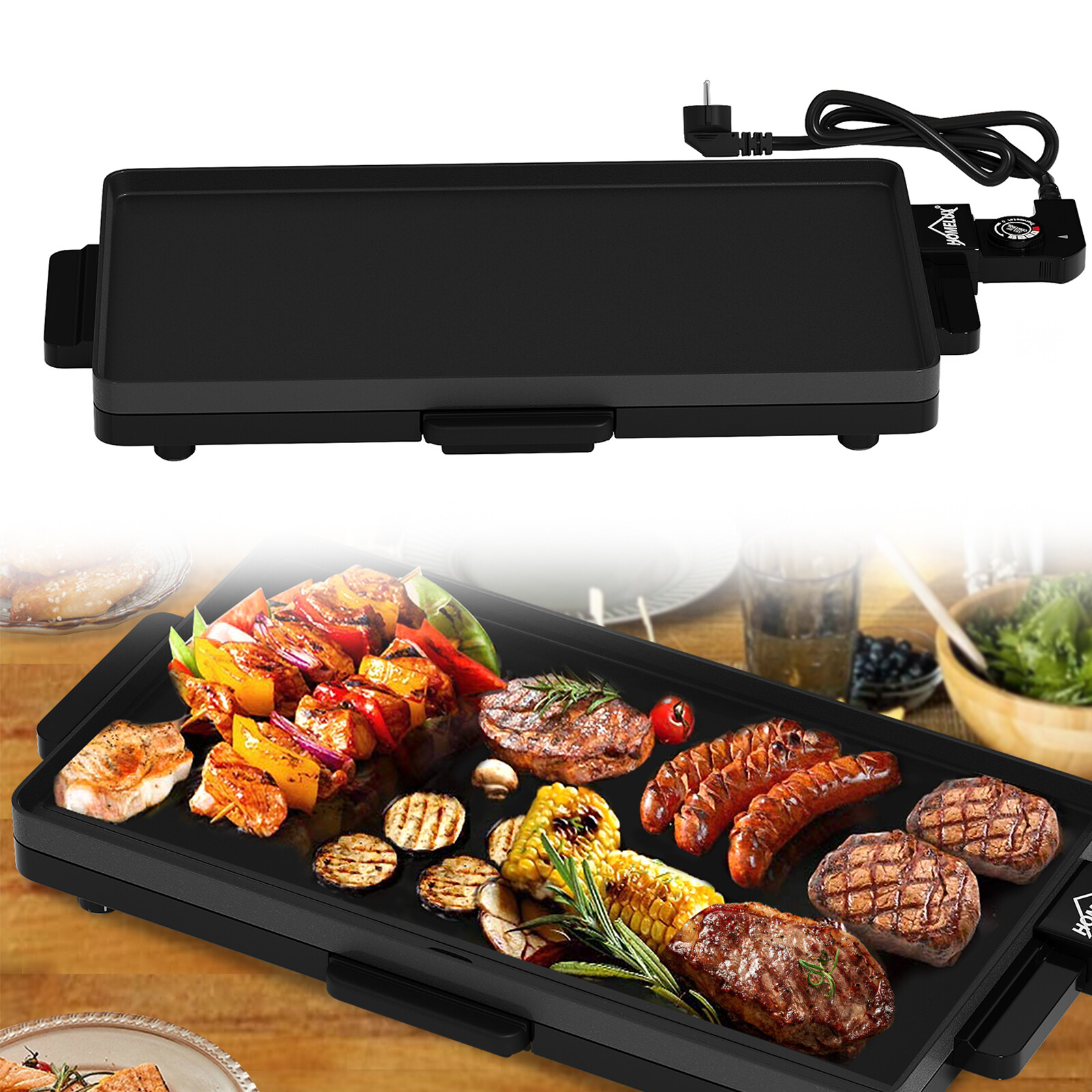 Aluminium Elektrogrill Tischgrill XXL Plancha-/Teppanyaki-Grillplatte Antihaft