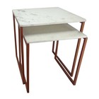 <!--F#f_0-->SET OF TWO SIDE TABLE /TABLES WITH COPPER POWDER COATED LEGS AND IVORY STONE TOP<!--F/-->