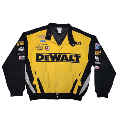 VTG Nascar DeWALT Winston Cup SerieS Racing Jacket Mens L Yellow