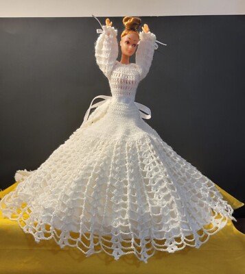 crochet barbie wedding dress CROCHET WEDDING DRESS for BARBIE beginners friendly easy tutorial Alex Crochet
