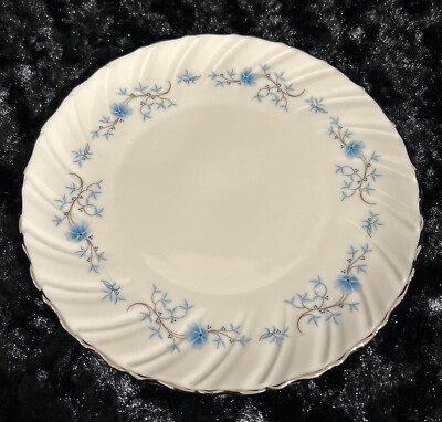 Chanson By Lenox USA 4 Salad Plates 7 3/4  Ivory Blue Platinum Rim D-514